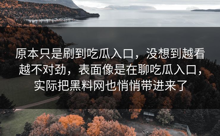 原本只是刷到吃瓜入口，没想到越看越不对劲，表面像是在聊吃瓜入口，实际把黑料网也悄悄带进来了