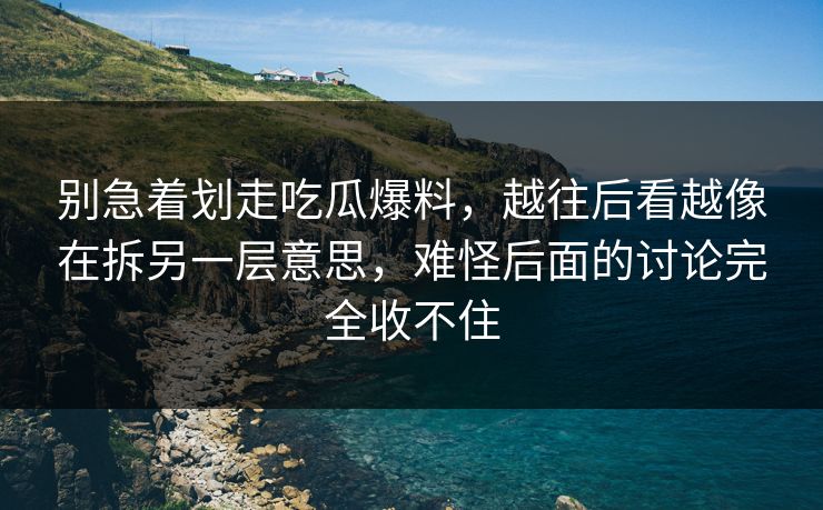 别急着划走吃瓜爆料，越往后看越像在拆另一层意思，难怪后面的讨论完全收不住